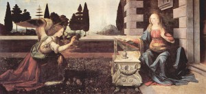 Bebådelsen, målning av Leonardo da Vinci