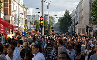 Notting Hill under karnevalen Photo by DAVID ILIFF. License: CC-BY-SA 3.0