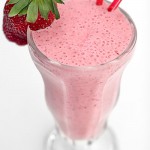 Milkshake med vanilj och jordgubbar Foto: Spisa.nu