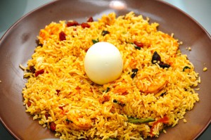 Biryani med ris, här även med ett kokt ägg. Foto: Jyothis