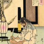 Akashi Gidayu skriver en dikt inför sitt självmord Foto: Yoshitoshi Tsukioka, created about 1890
