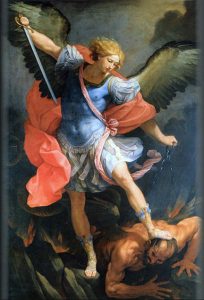 Ärkeängeln Mikael, målning av Guido Reni (Santa Maria della Concezione, Rom)